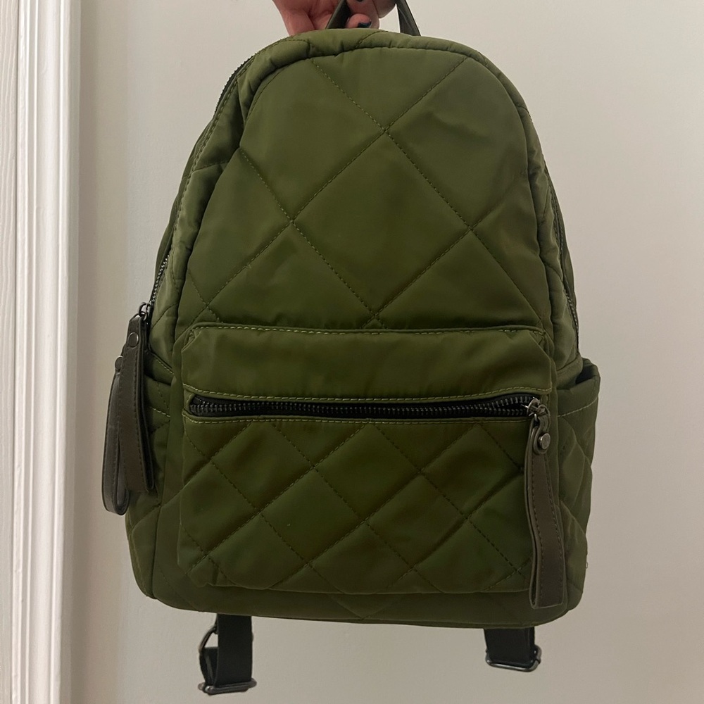 Sol and Selene Quilted Olive Green Backpack